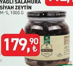 TARIM KREDİ YAĞLI SALAMURA SİYAH ZEYTİN 1000 G